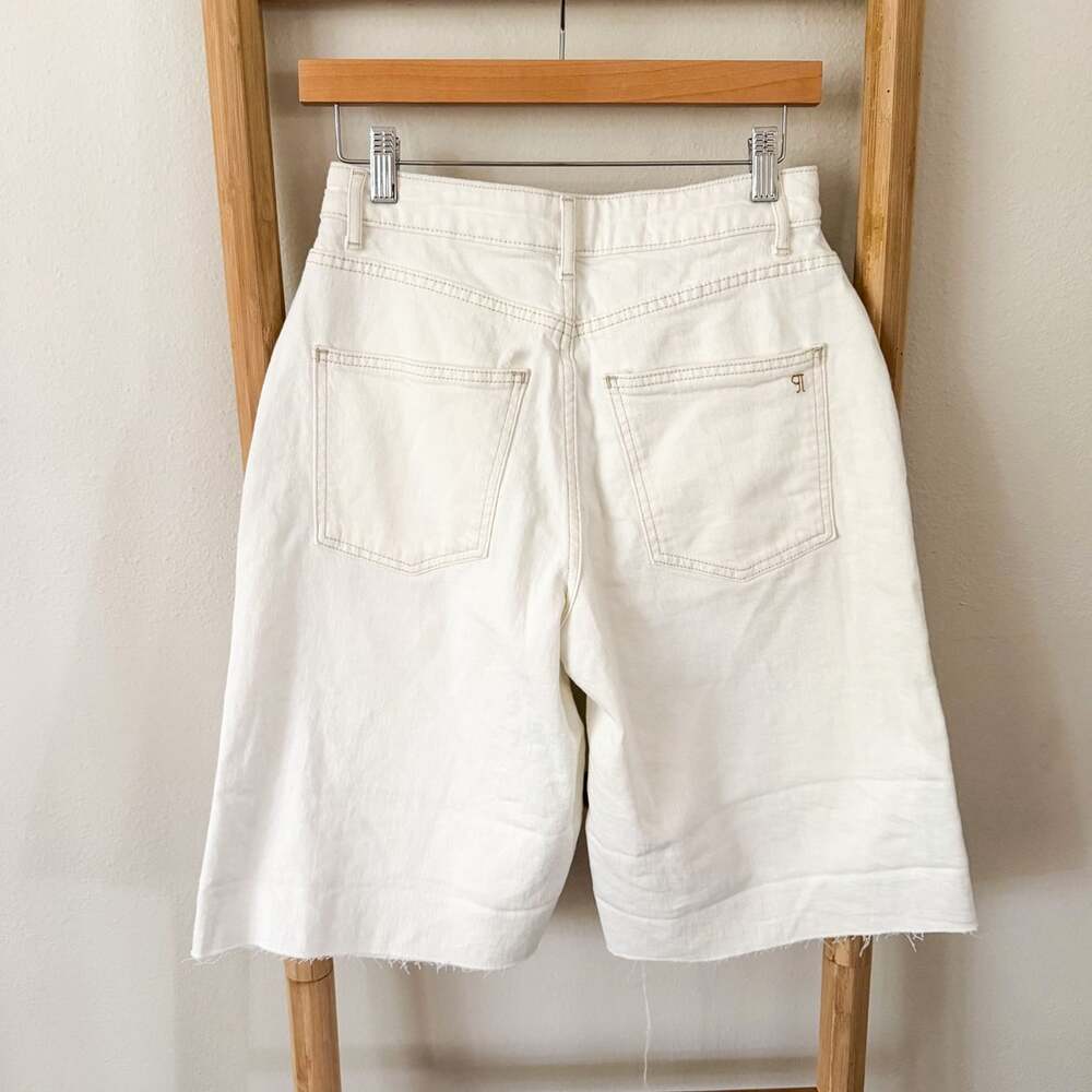 Anthropologie Pilcro Austyn High Rise Cuffed Bermuda Jean Shorts White Size 25 - Picture 8 of 10
